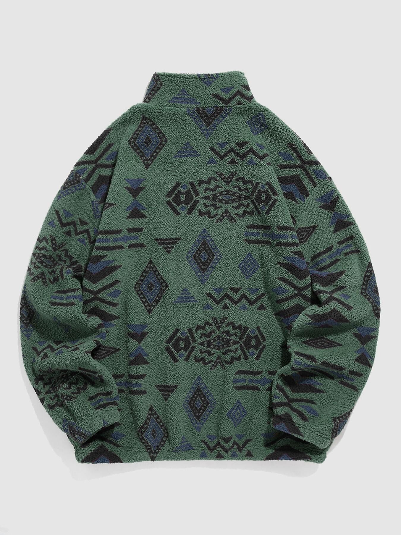 Damen Fleece-Pullover mit modischem Ethno-Muster