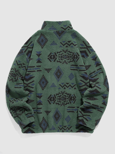 Damen Fleece-Pullover mit modischem Ethno-Muster R&B