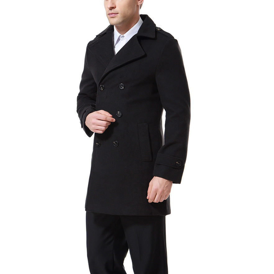 Herren modischer Trenchcoat mit doppelter Knopfleiste und praktischen Taschen R&B