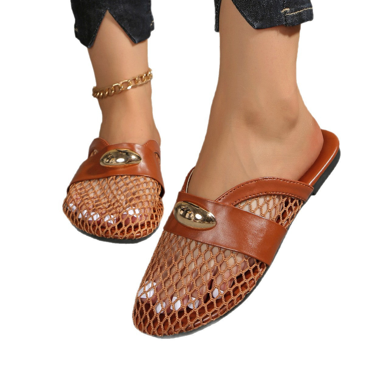 Damen Elegante und atmungsaktive Slingback-Ballerinas mit modischem Netzdesign R&B