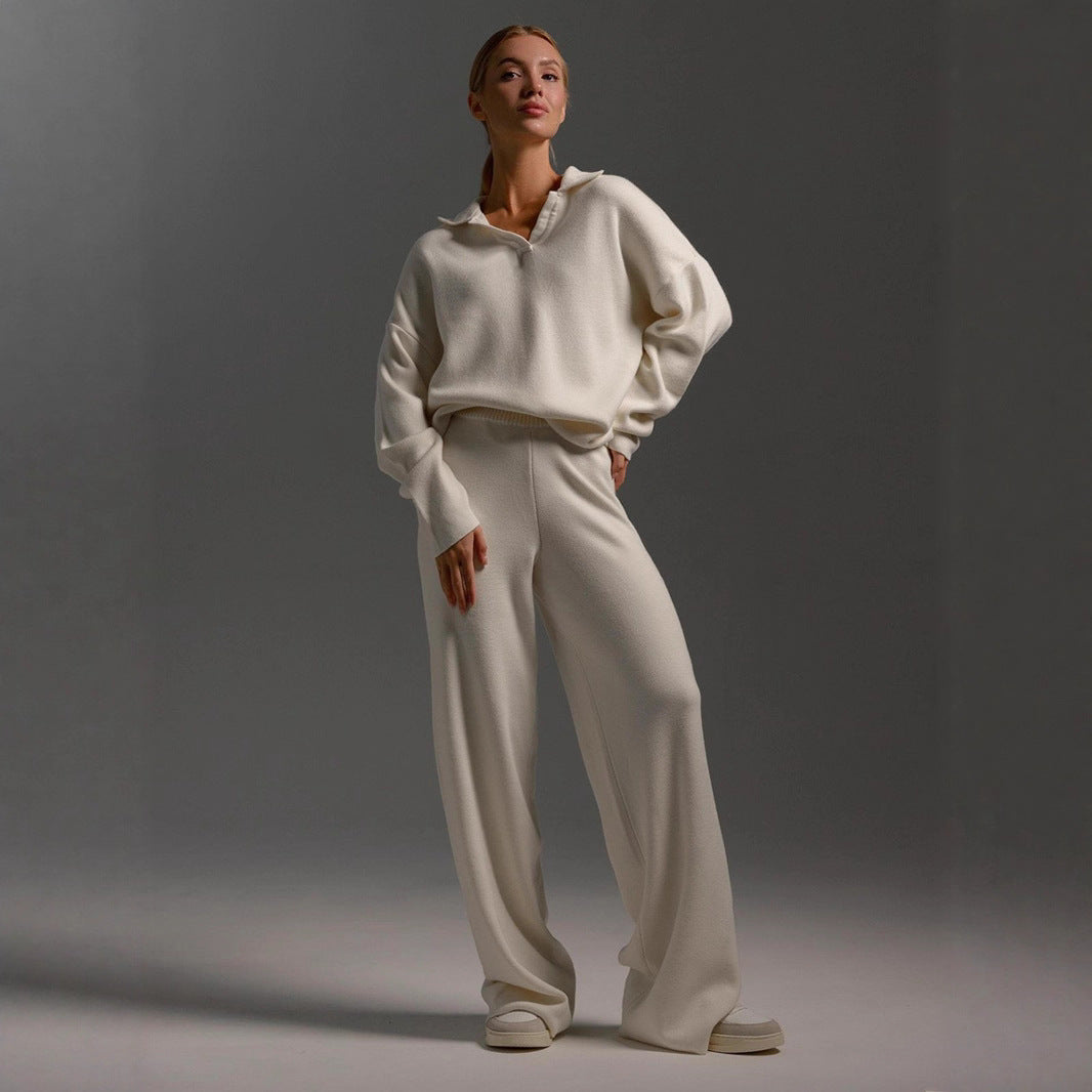 Damen Lässiges Poloshirt undweite Leggings Set R&B