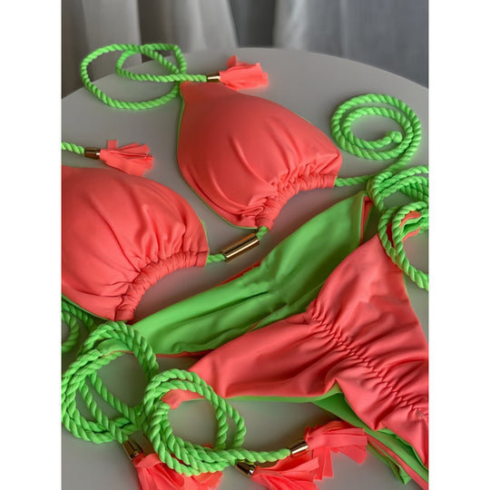 Damen Triangel-Bikini mit verspieltem Trockenband und eleganten Details R&B