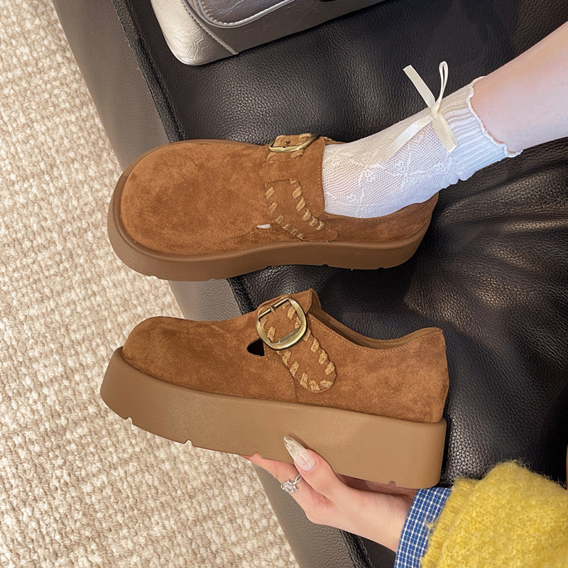 Damen Kuchenschuhe mit modischem Schnallen-Design und komfortabler Plateausohle R&B