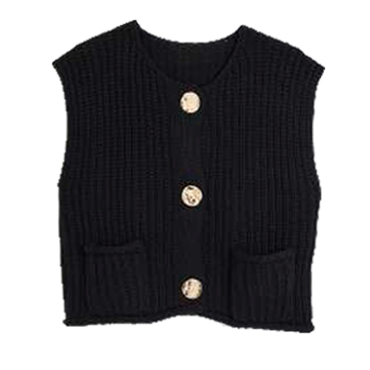 Damen Strickweste mit Knopfdetails und praktischen Taschen R&B