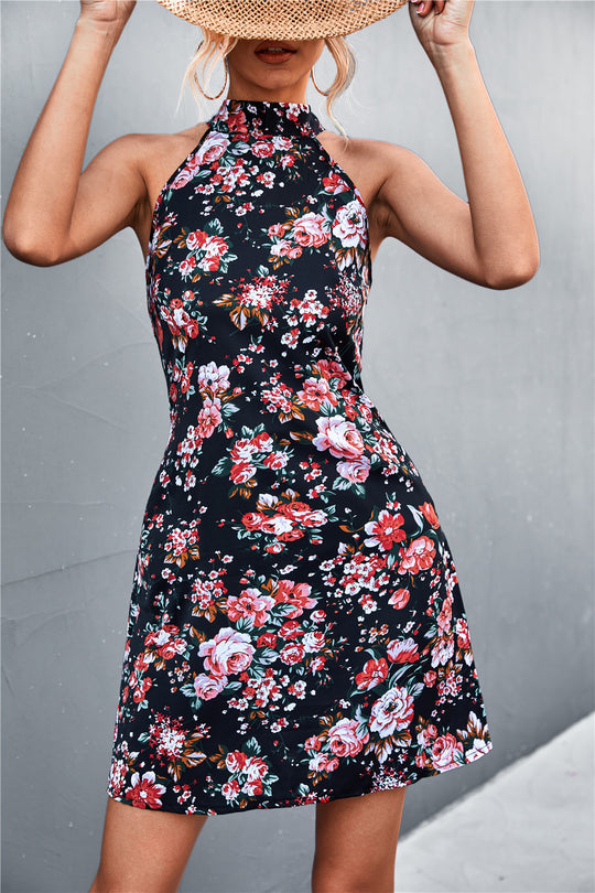 Damen Halterkleid mit floralem Design und elegantem Schnitt R&B