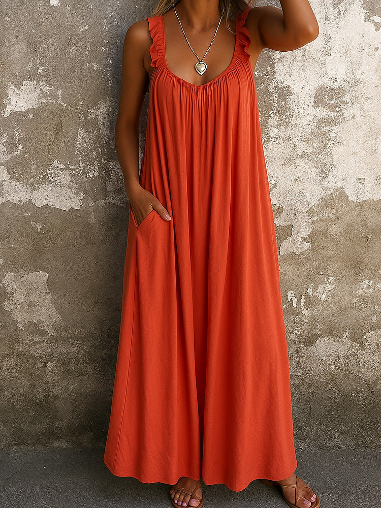 Damen Maxi-Kleid mit trägerloser Passform und luftiger Silhouette R&B