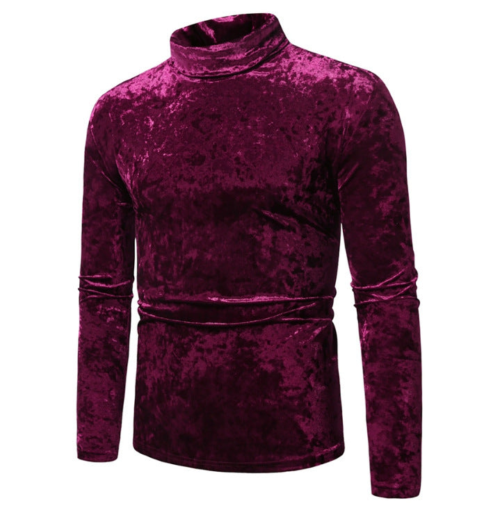 Herren eleganter Rollkragenpullover aus Samt R&B