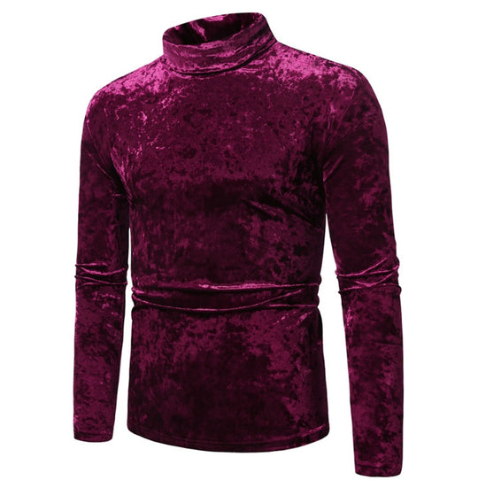Herren eleganter Rollkragenpullover aus Samt R&B
