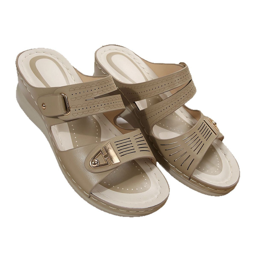 Damen Wedge-Pantoletten mit raffiniertem Riemchendesign und ergonomischem Fußbett R&B