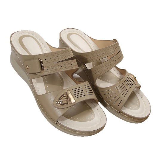Damen Wedge-Pantoletten mit raffiniertem Riemchendesign und ergonomischem Fußbett R&B