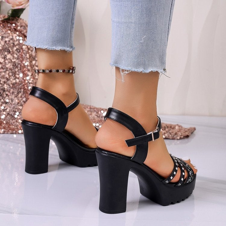 Damen Elegante High-Heels mit funkelndem Riemendesign R&B