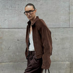 Damen Modische Cordjacke mit lässigem Schnitt und geradem Kragen R&B