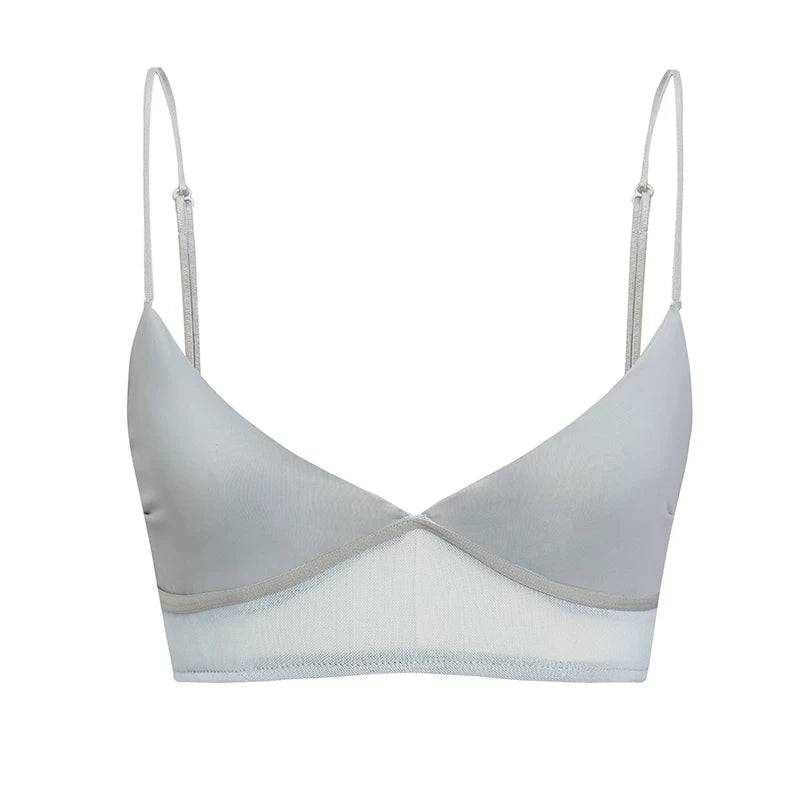 Damen nan bügelloser Soft-BH mit Mesh-Unterbrustband und verstellbaren Spaghettiträgern R&B
