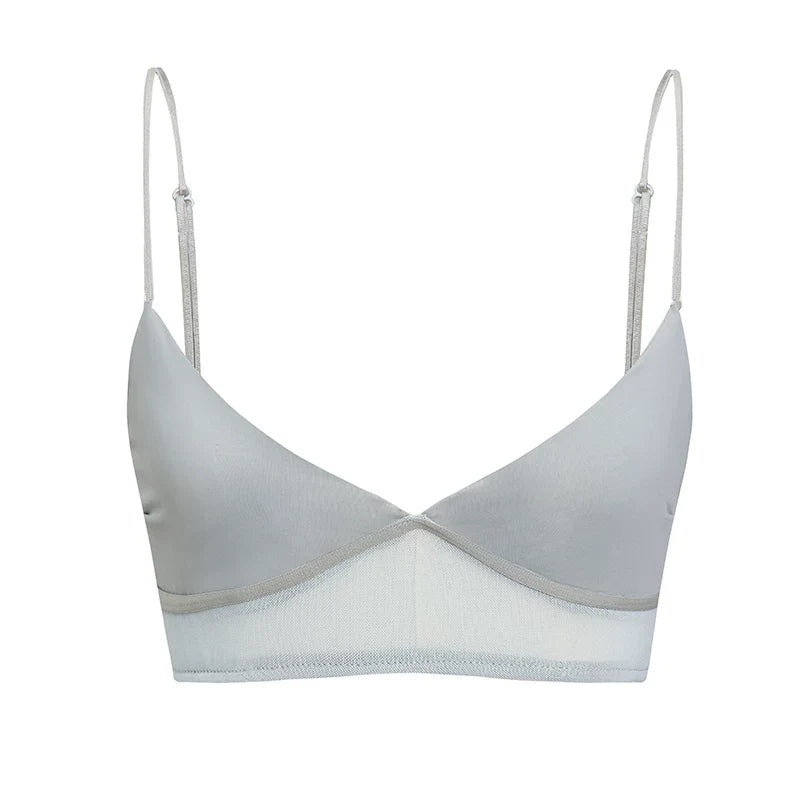 Damen nan bügelloser Soft-BH mit Mesh-Unterbrustband und verstellbaren Spaghettiträgern R&B