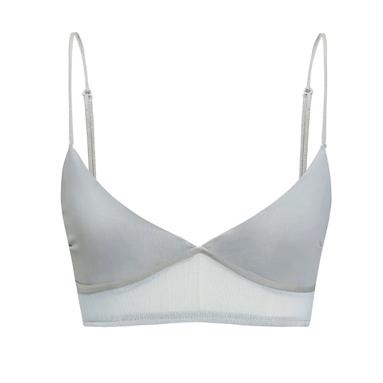 Damen nan bügelloser Soft-BH mit Mesh-Unterbrustband und verstellbaren Spaghettiträgern R&B