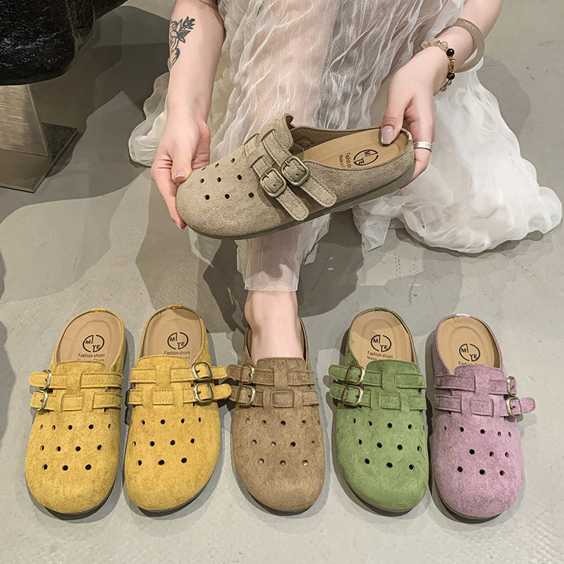 Damen bequeme Clogs mit doppeltem Schnallenverschluss R&B