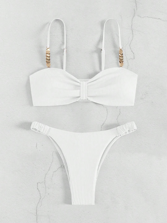 Damen Bustier-Bikini mit elegantem Schleifen-Design und modischen Akzenten R&B