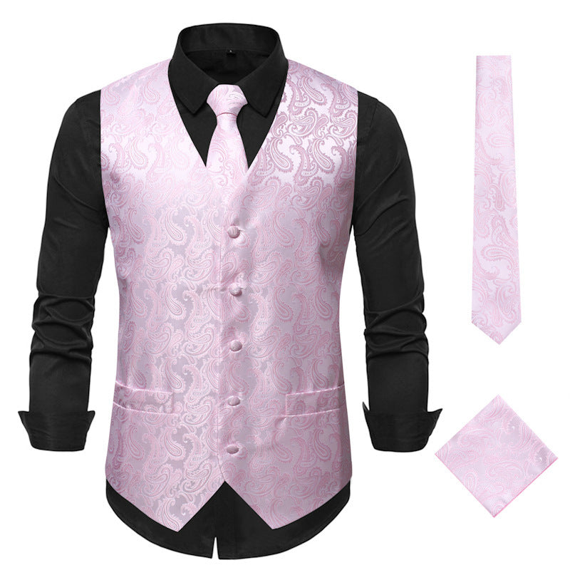 Herren elegante Weste mit feinem Paisleymuster und passendem Krawatten-Set