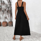 Damen Sommerliches Maxikleid mit buntem Stickdesign und breiten Trägern R&B
