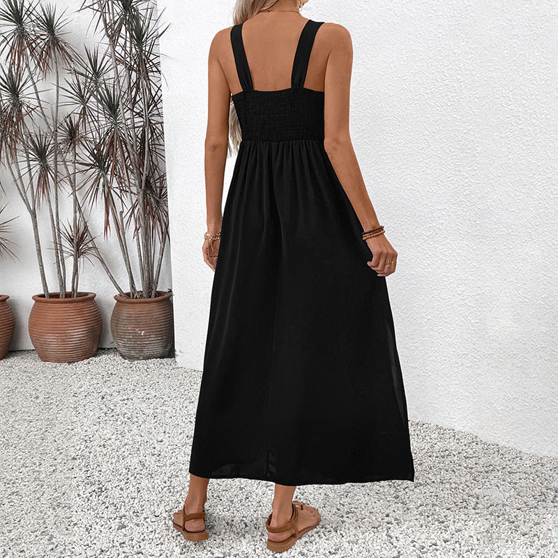 Damen Sommerliches Maxikleid mit buntem Stickdesign und breiten Trägern R&B