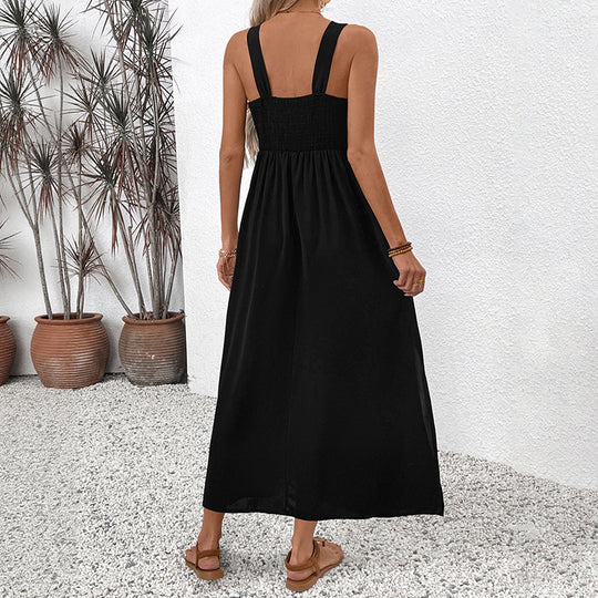 Damen Sommerliches Maxikleid mit buntem Stickdesign und breiten Trägern R&B