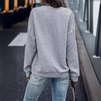 Damen lässiger Sweatpullover mit Tiermuster und Reißverschluss R&B