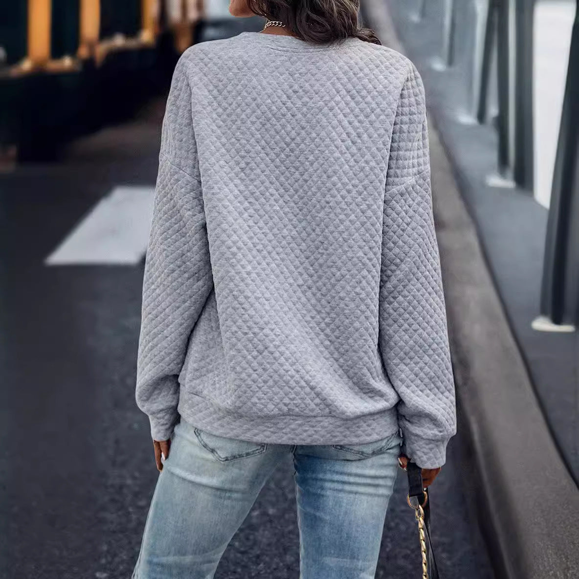 Damen lässiger Sweatpullover mit Tiermuster und Reißverschluss R&B