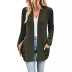 Damen Strickjacke mit Raffung und praktischen Taschen R&B