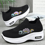 Damen Athletische Sneakers mit floralem Design und höhenverstellbarer Plateausohle R&B