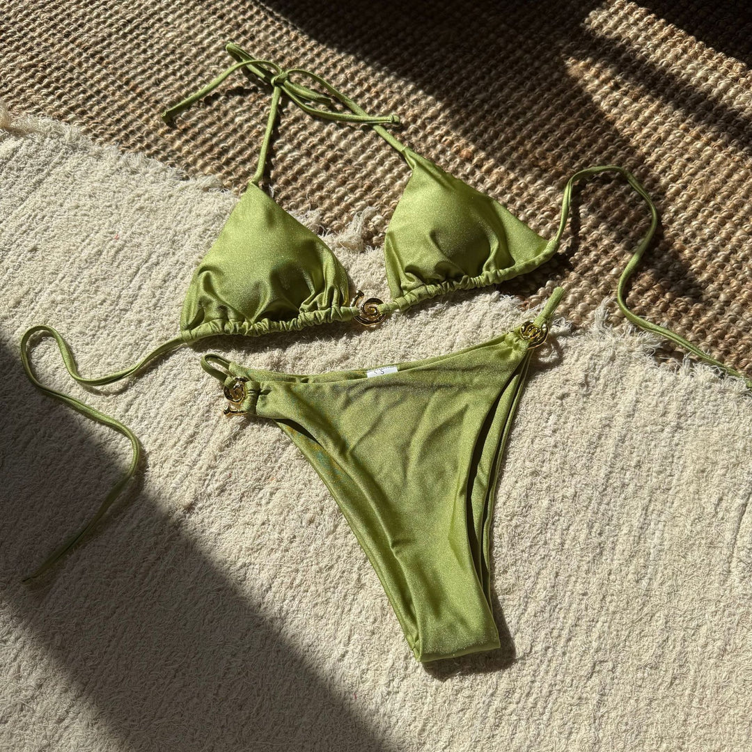 Damen Triangel-Bikini mit luxuriösem Gold-Detail R&B