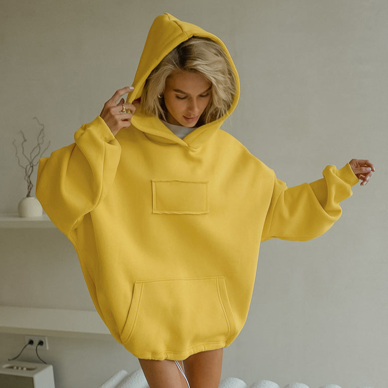 Damen Oversized Hoodie mit Kängurutasche und Kapuze R&B
