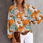 Damen Bluse mit weiten Ärmeln und floralem Muster R&B
