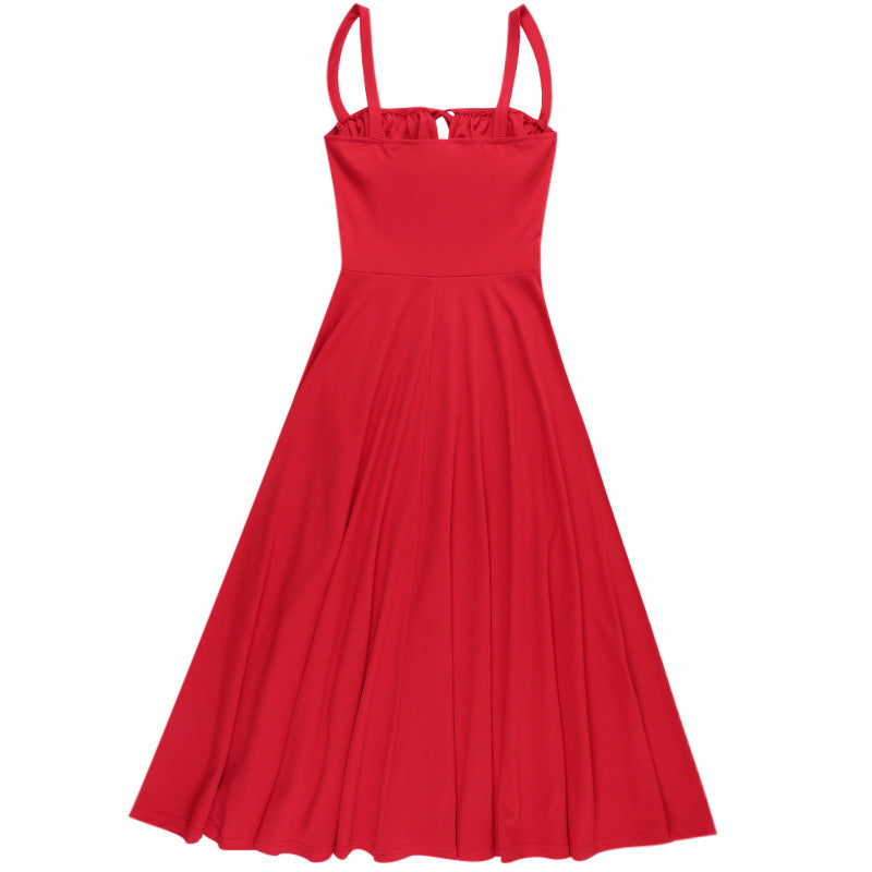Damen Elegantes Maxikleid mit gerafftem Oberteil und ausgestelltem Rock R&B