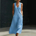 Damen Langarmkleid mit seitlichem Schlitz und Knopfdetails R&B