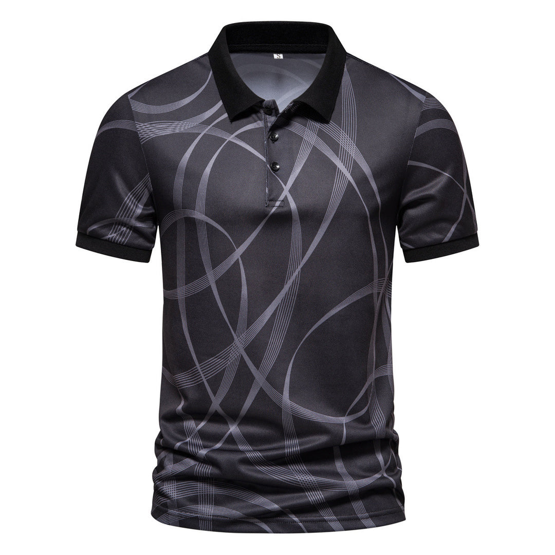 Herren Poloshirt mit modernem grafischen Muster und atmungsaktiven Eigenschaften R&B