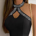 Damen Body mit modischem Halsdesign und Strassverzierungen R&B