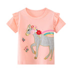 Mädchen T-Shirt mit verspieltem Einhorn-Design und Rüschendetails R&B