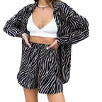 Damen elegante Kurzarmbluse mit ZR&Bra-Print R&B