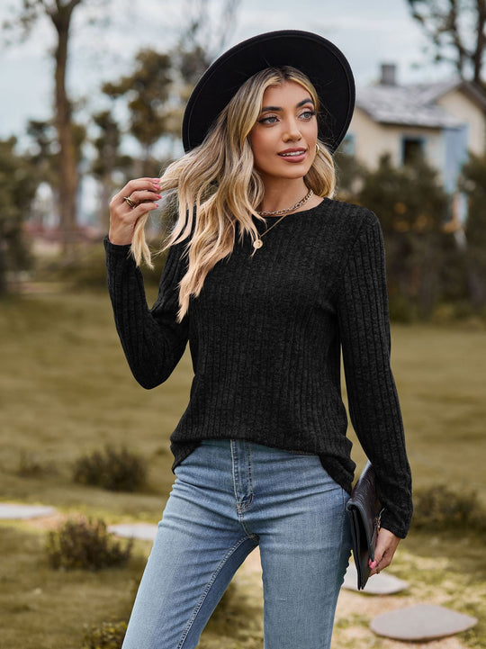 Damen Feinstrickpullover mit geripptem Design und lässigem Schnitt R&B