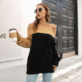 Damen Oversized Strickpullover mit schulterfreiem Design R&B