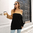 Damen Oversized Strickpullover mit schulterfreiem Design R&B