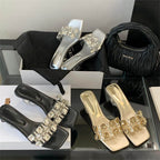 Damen Glamouröse Mules mit funkelnden Strassakzenten R&B