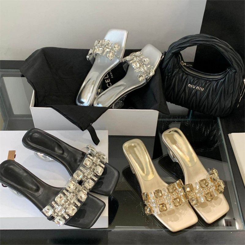 Damen Glamouröse Mules mit funkelnden Strassakzenten R&B