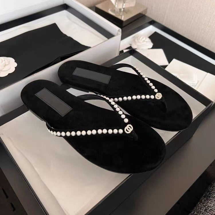 Damen Elegante und luxuriöse Perlensandalen R&B