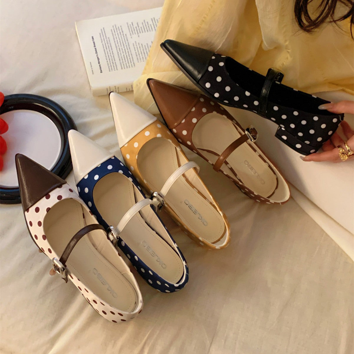 Damen elegante Slingback-Ballerinas mit gepolstertem Riemchen und stilvollem Punkten R&B