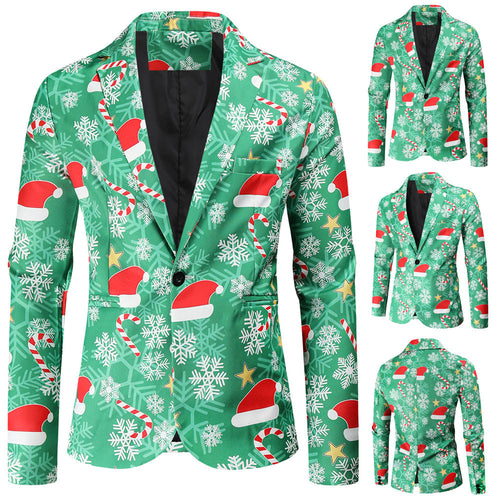 Herren Festlicher Blazer mit weihnachtlichem Motiv und modernem Schnitt R&B