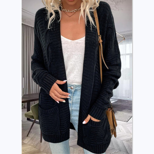 Damen Strickcardigan mit strukturiertem Design und großen Taschen R&B