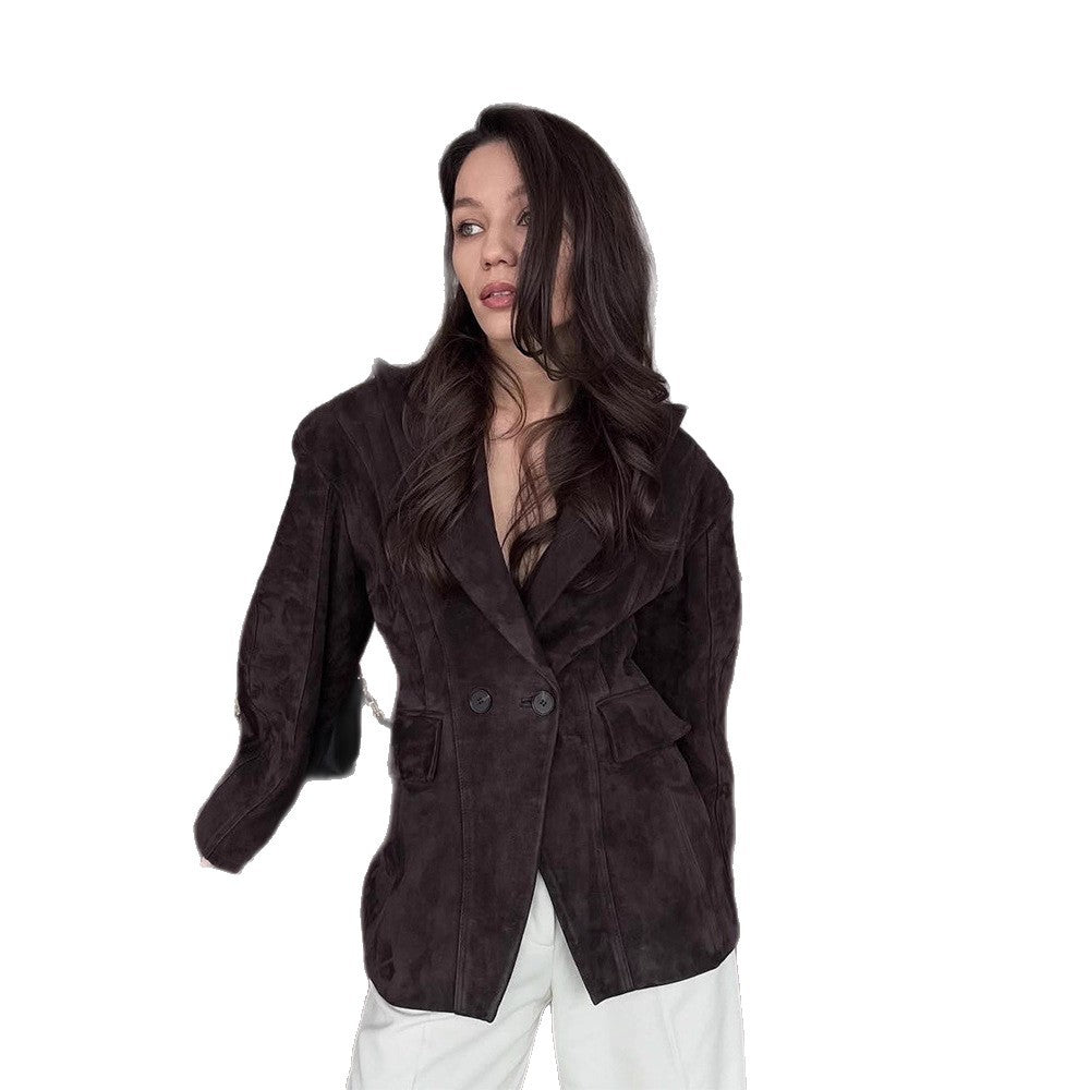 Damen modische Übergröße Blazerjacke mit strukturiertem Design und klassischen Knopfdetails R&B