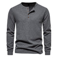 Herren Langarm-Henley-Shirt mit strukturiertem Oberflächenmuster und praktischen Knopfdetails