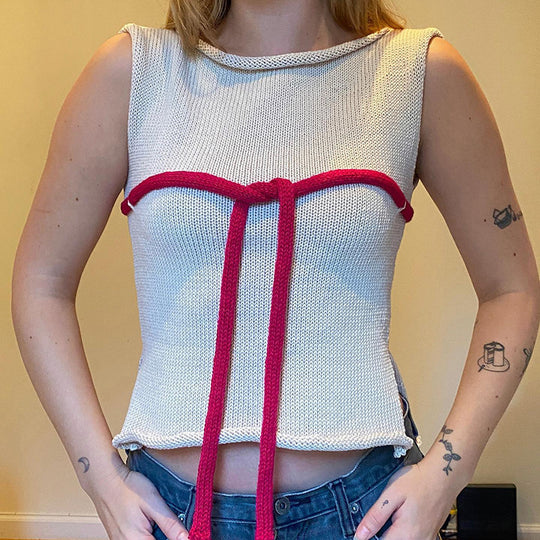 Damen Strickoberteil mit raffinierten Knoten- und Schleifendetails R&B